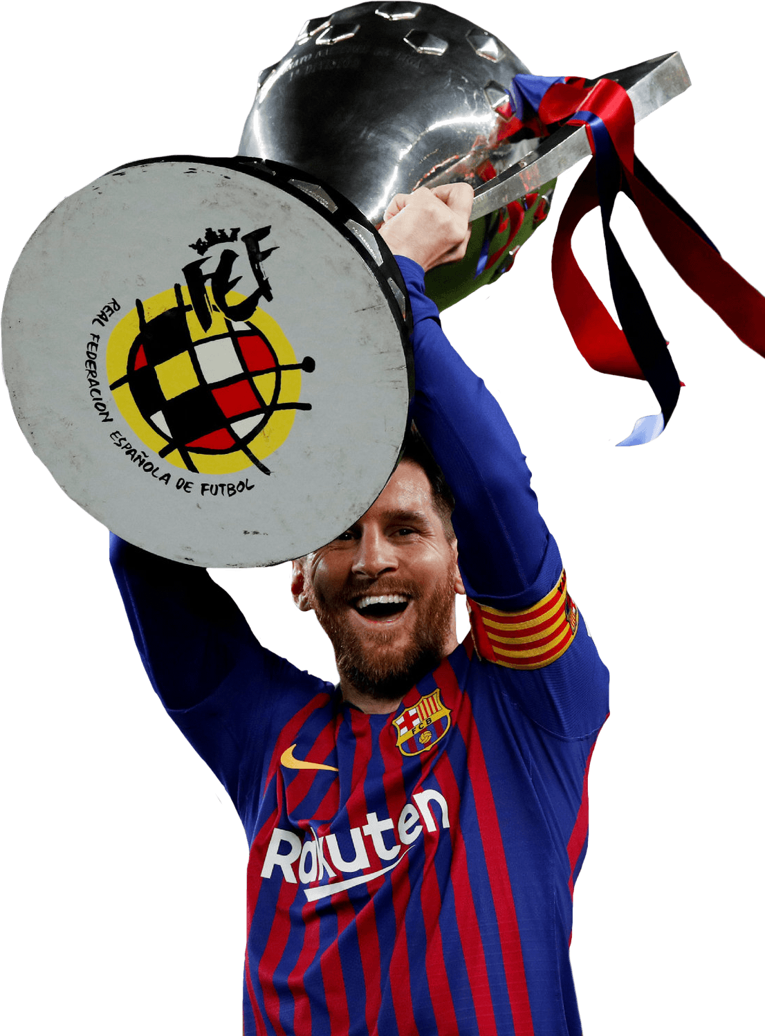 Lionel Messi Holding Trophy